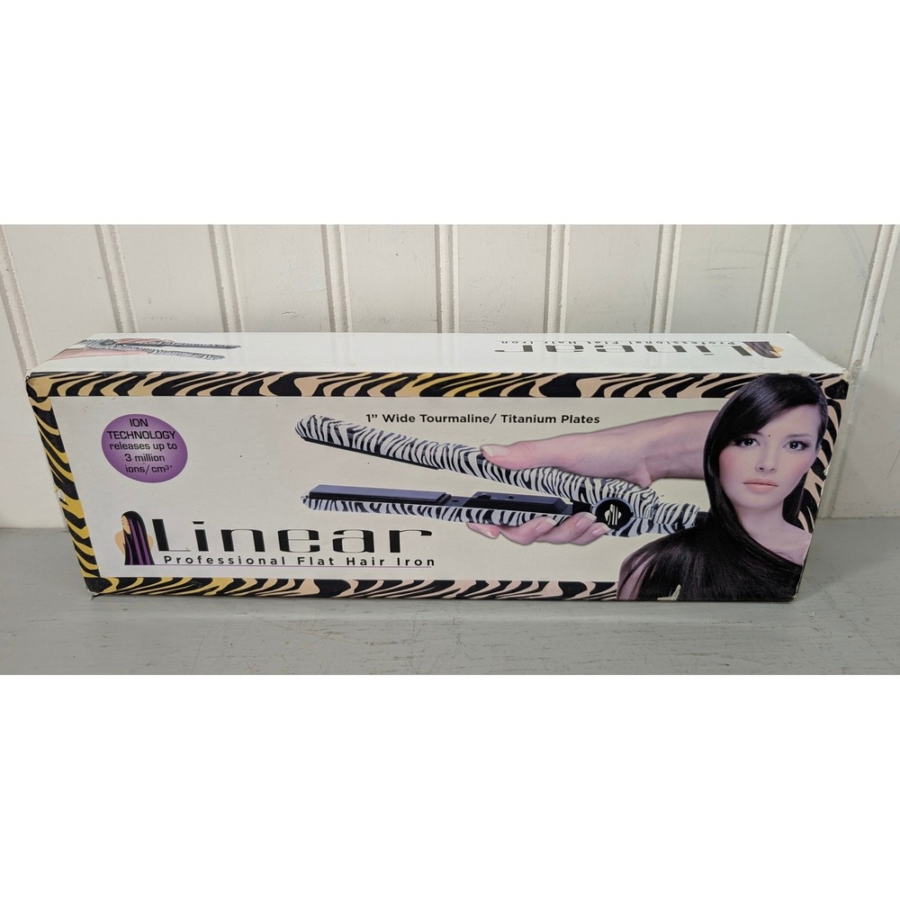 Linear Professional Grade Flat Hair Iron 1" Tourmaline Titanium Zebra Print NIB